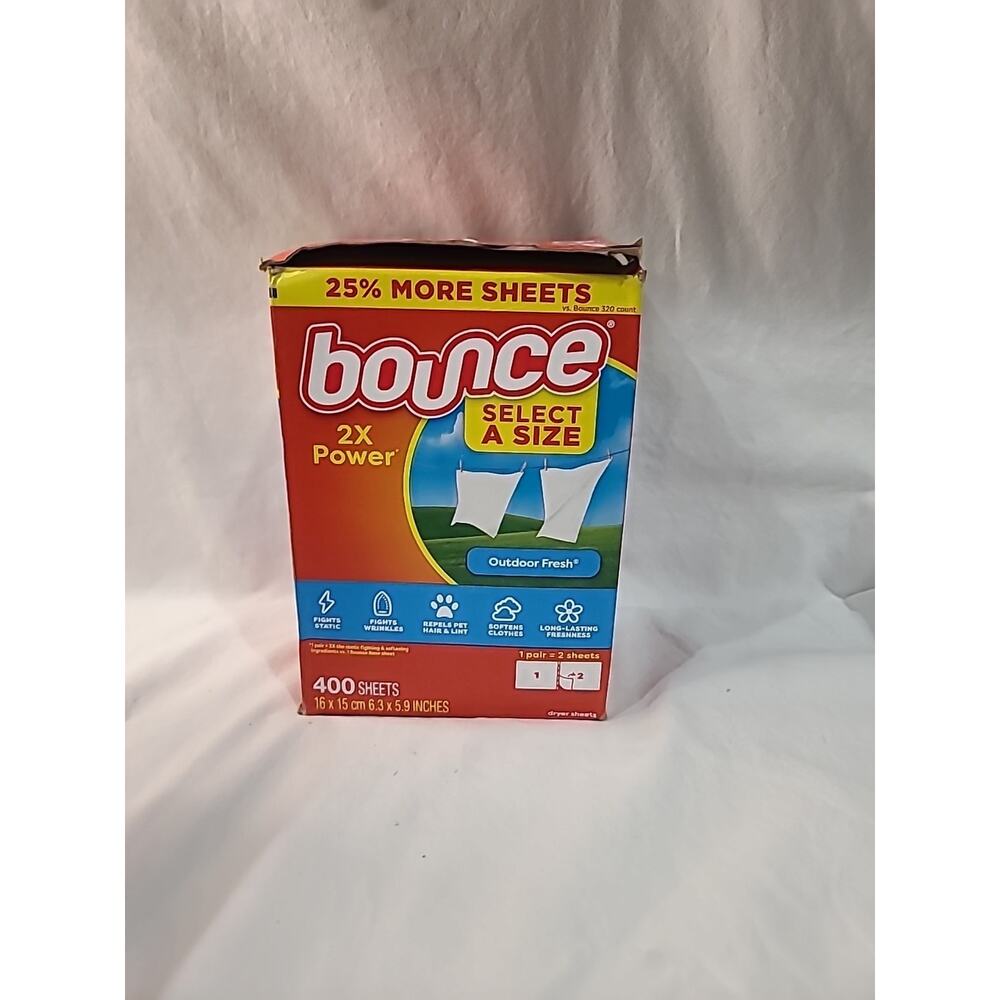 Bounce Select a Size Fabric Softener Dryer Sheets, Outdoor Fresh, 400 Count